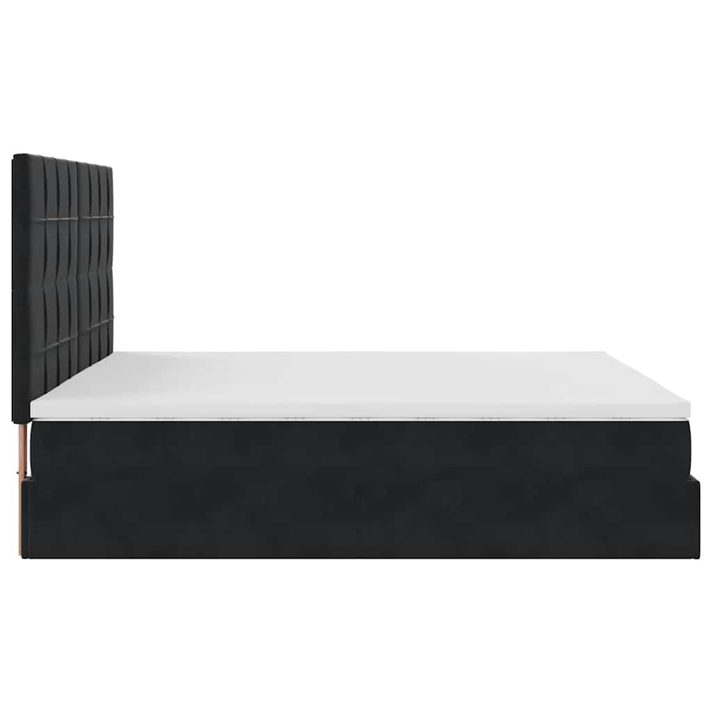 Struttura Letto Pouf con Materassi Nero 180x200 cm in Velluto