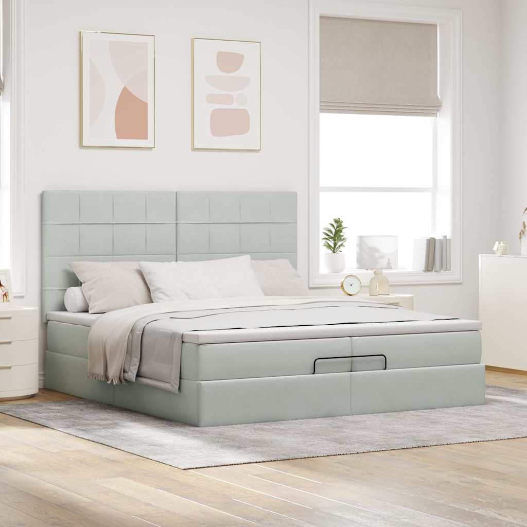 Struttura Letto Pouf con Materassi 200x200 cm Velluto | homemem39