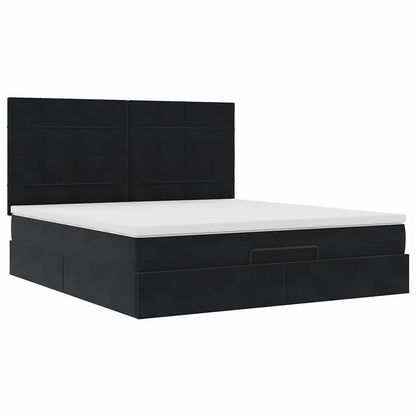 Struttura Letto Pouf con Materassi Nero 200x200 cm Velluto | homemem39