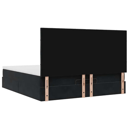 Struttura Letto Pouf con Materassi Nero 200x200 cm Velluto | homemem39