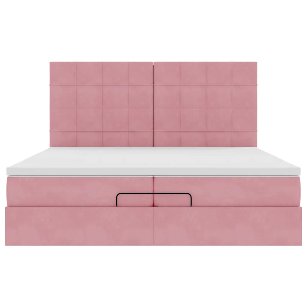 Struttura Letto Pouf con Materassi Rosa 200x200 cm Velluto | homemem39