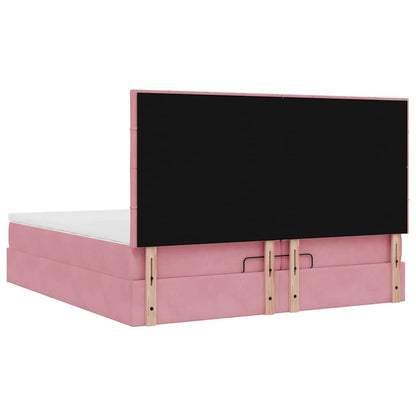 Struttura Letto Pouf con Materassi Rosa 200x200 cm Velluto | homemem39