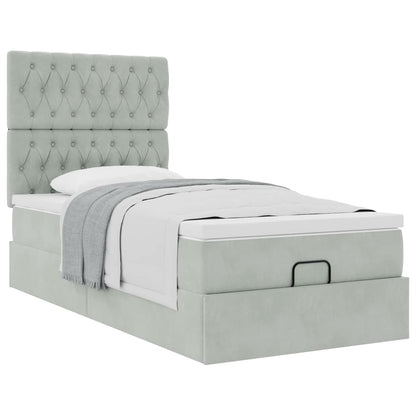 Struttura Letto Pouf con Materassi 80x200 cm in Velluto | homemem39