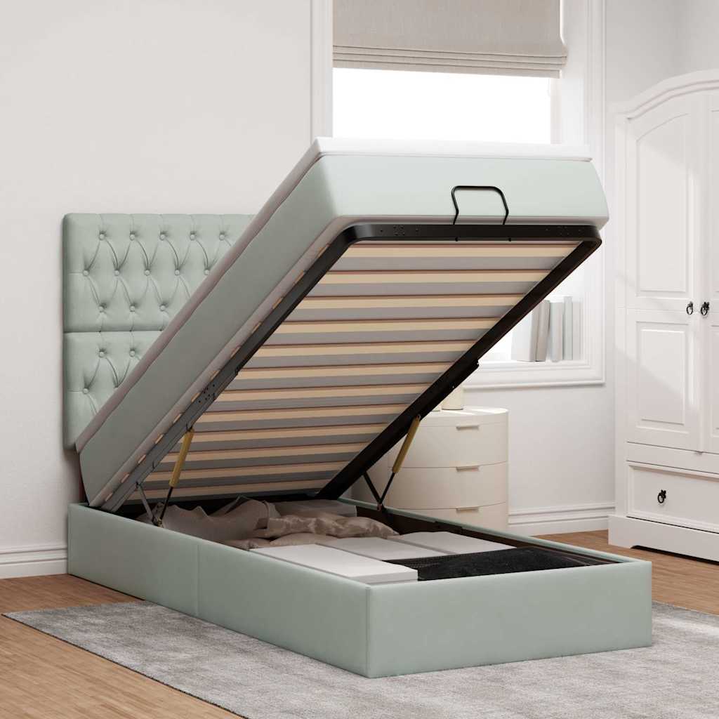 Struttura Letto Pouf con Materassi 80x200 cm in Velluto | homemem39