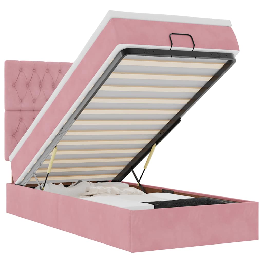 Struttura Letto Pouf con Materassi Rosa 80x200 cm Velluto | homemem39