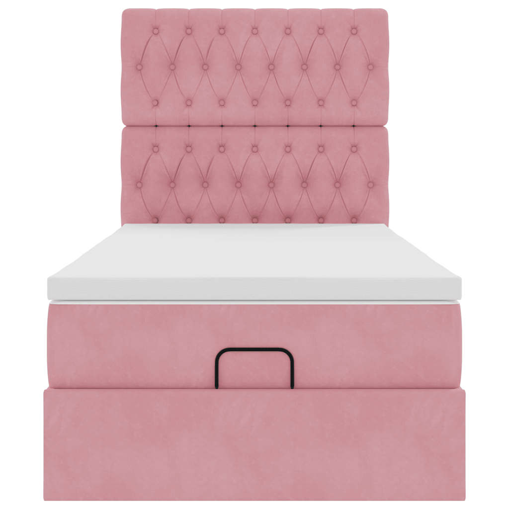 Struttura Letto Pouf con Materassi Rosa 80x200 cm Velluto | homemem39