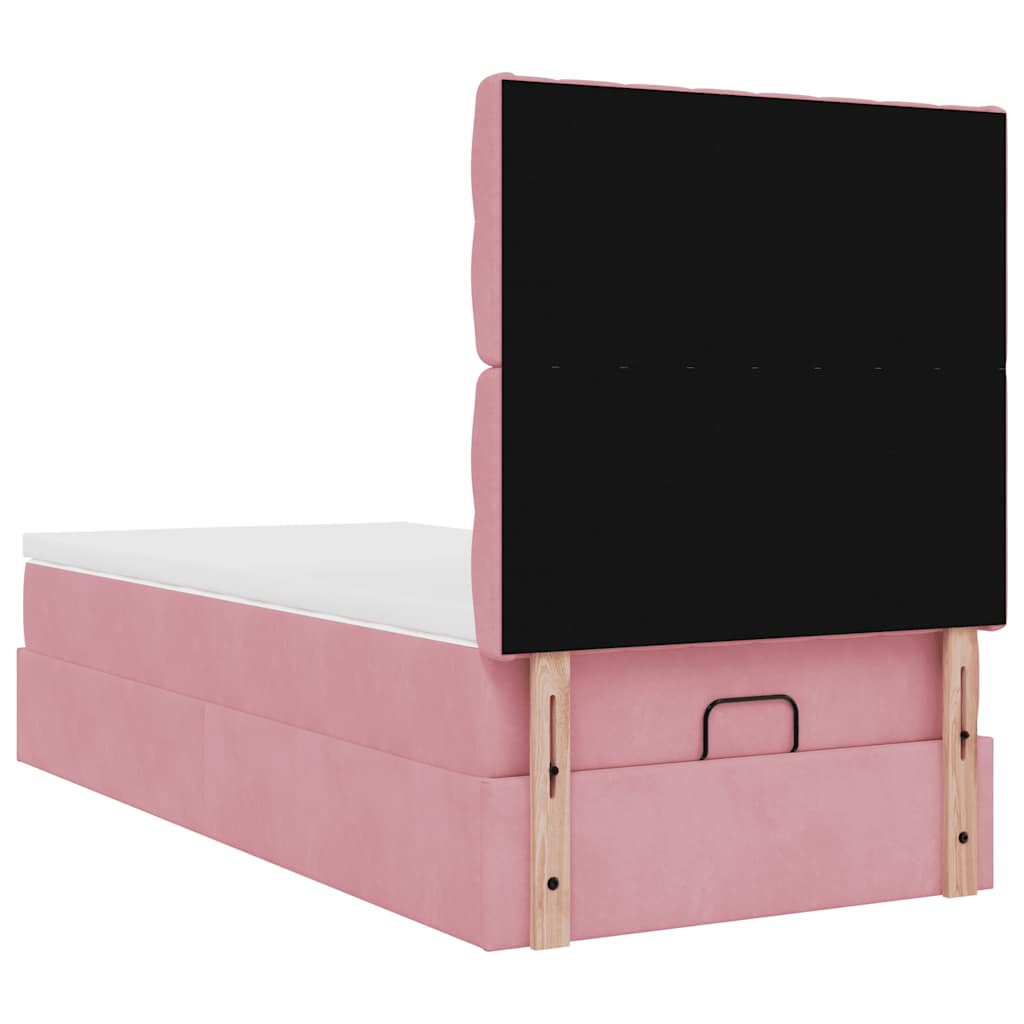 Struttura Letto Pouf con Materassi Rosa 80x200 cm Velluto | homemem39