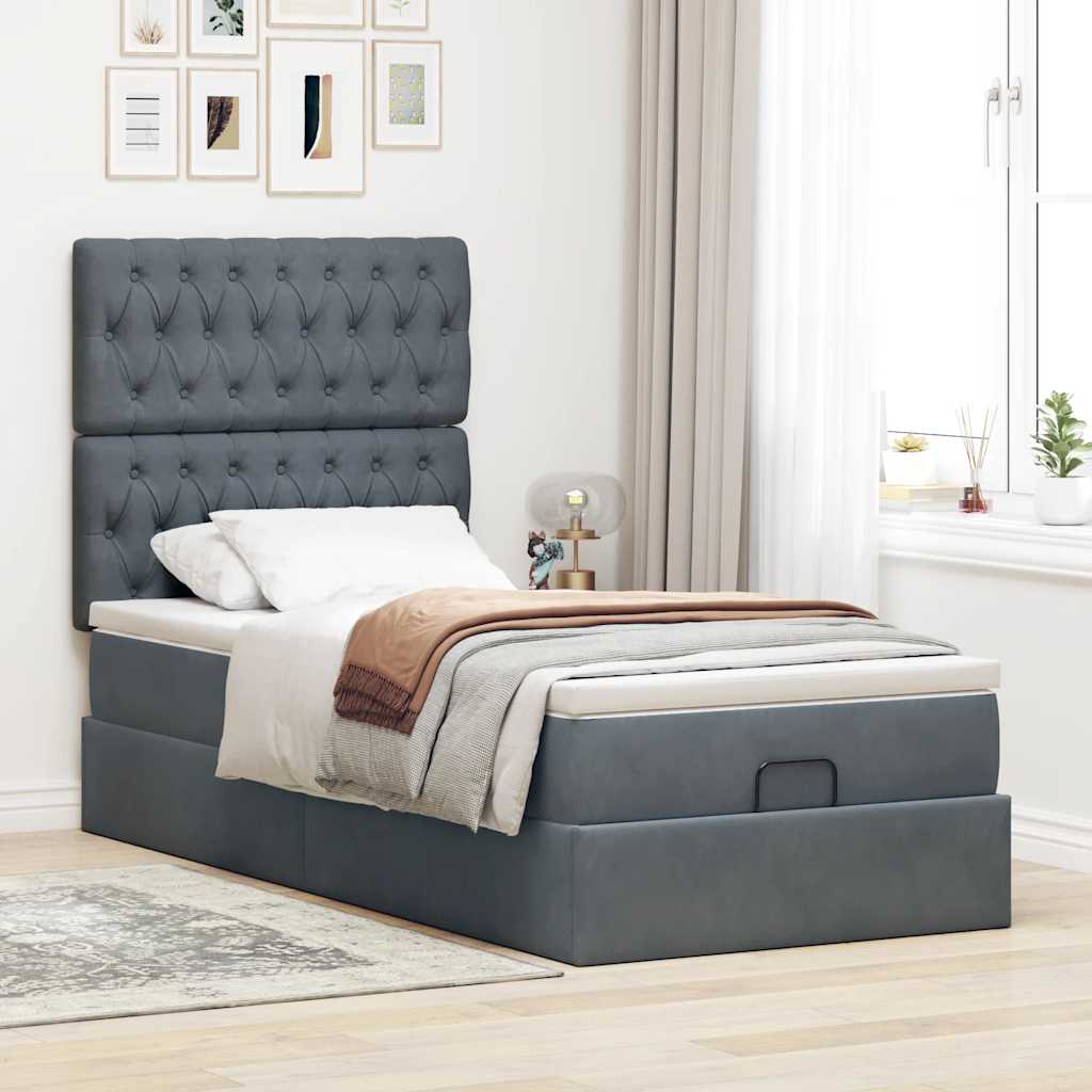 Struttura Letto Pouf con Materassi 90x190 cm in Velluto | homemem39