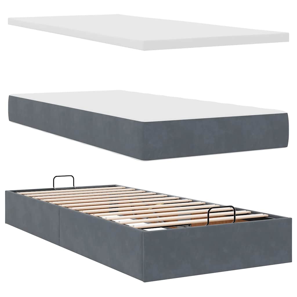 Struttura Letto Pouf con Materassi 90x190 cm in Velluto | homemem39
