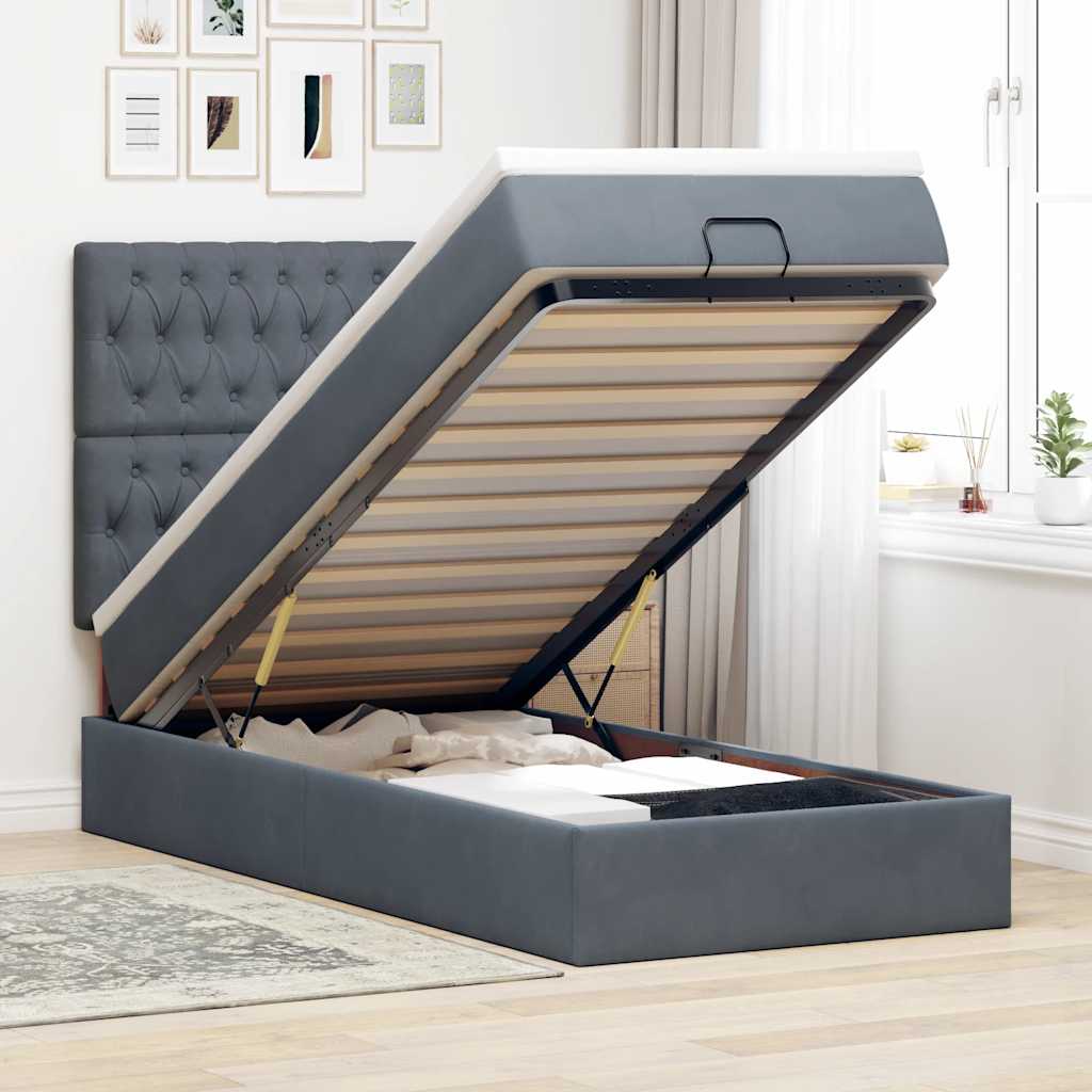 Struttura Letto Pouf con Materassi 90x190 cm in Velluto | homemem39