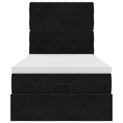 Struttura Letto Pouf con Materassi Nero 90x190 cm in Velluto | homemem39