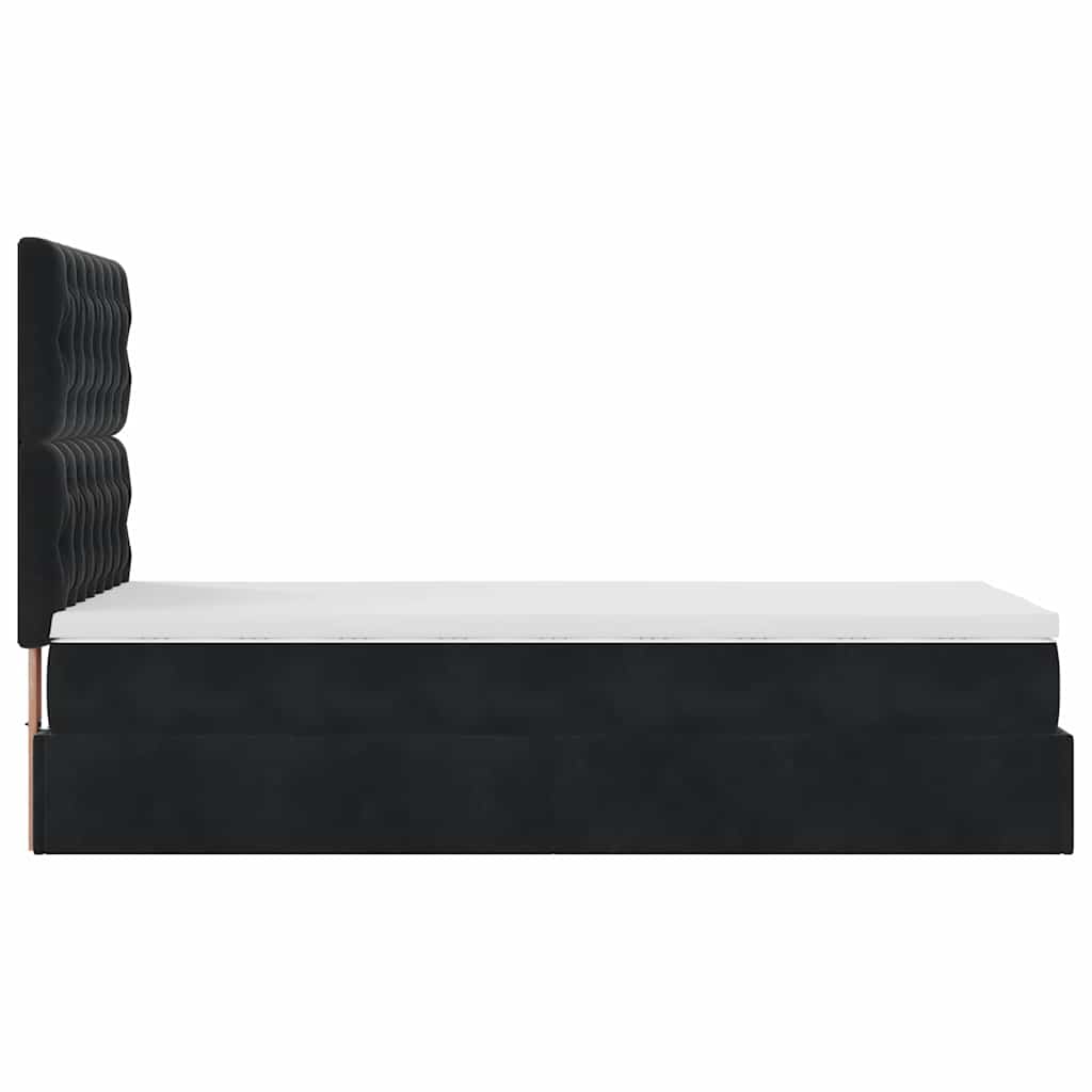 Struttura Letto Pouf con Materassi Nero 90x190 cm in Velluto | homemem39