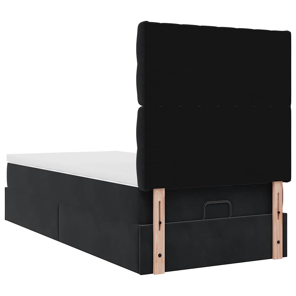Struttura Letto Pouf con Materassi Nero 90x190 cm in Velluto | homemem39
