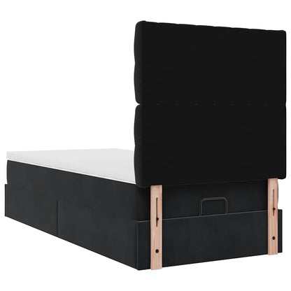 Struttura Letto Pouf con Materassi Nero 90x190 cm in Velluto | homemem39