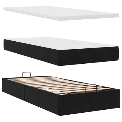 Struttura Letto Pouf con Materassi Nero 90x190 cm in Velluto | homemem39