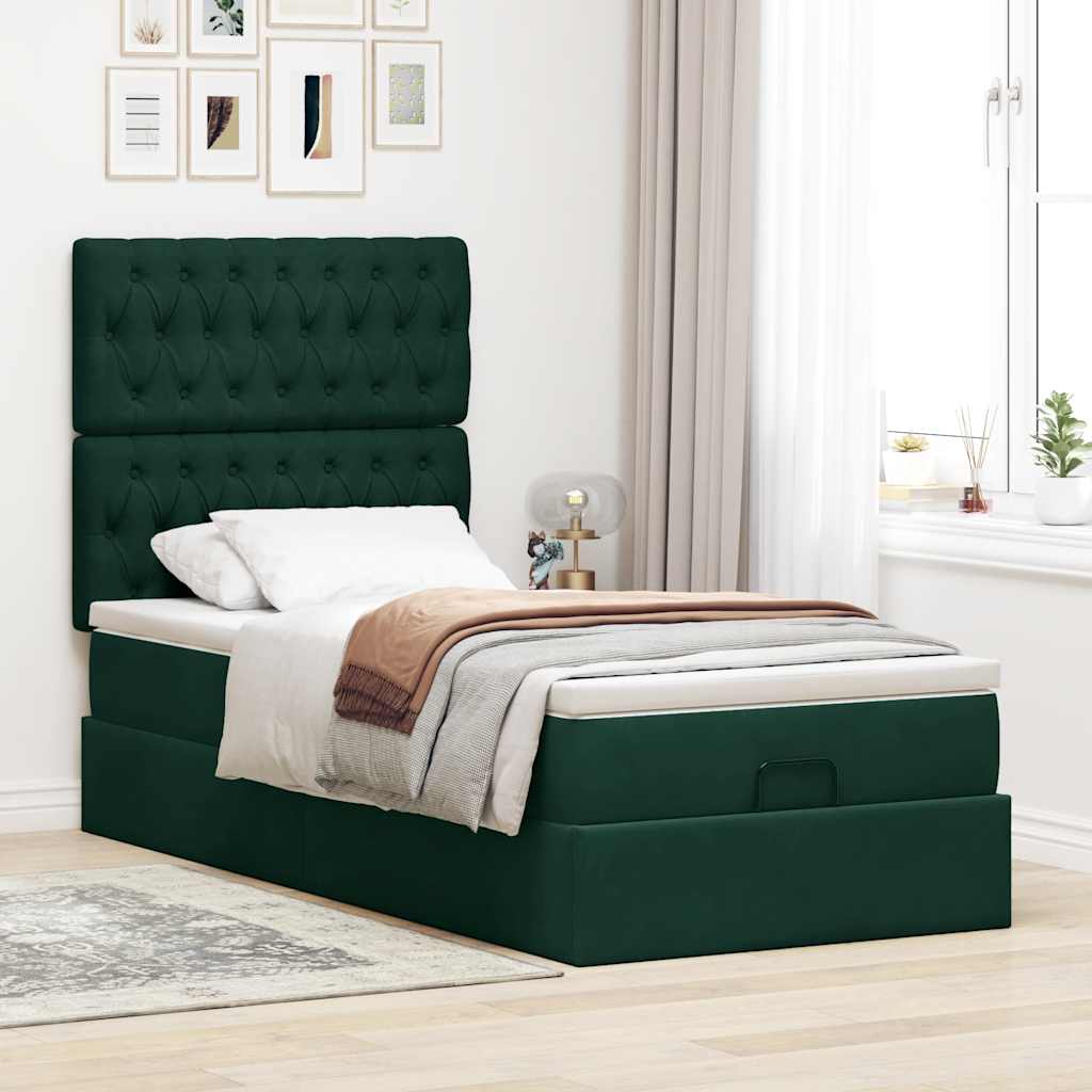 Struttura Letto Pouf con Materassi 90x190 cm in Velluto | homemem39