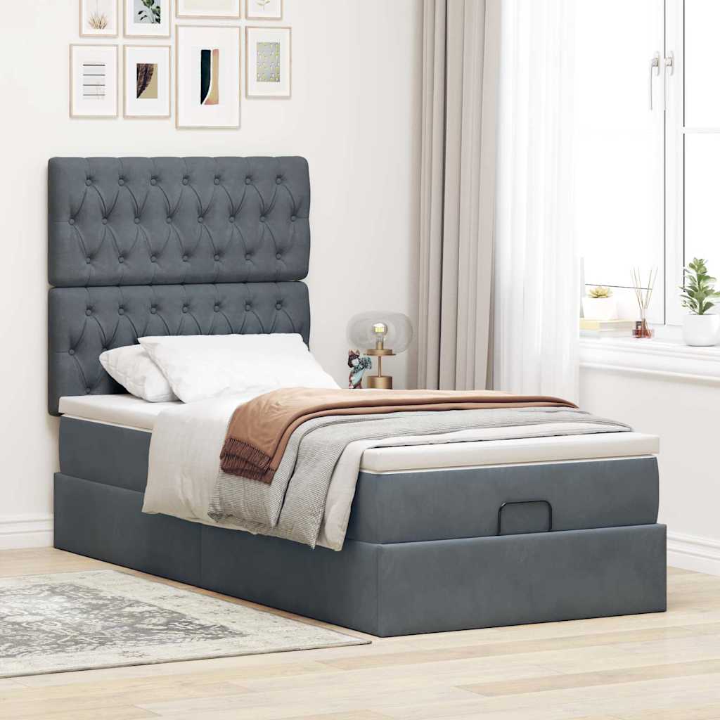 Struttura Letto Pouf con Materassi 90x200 cm in Velluto | homemem39