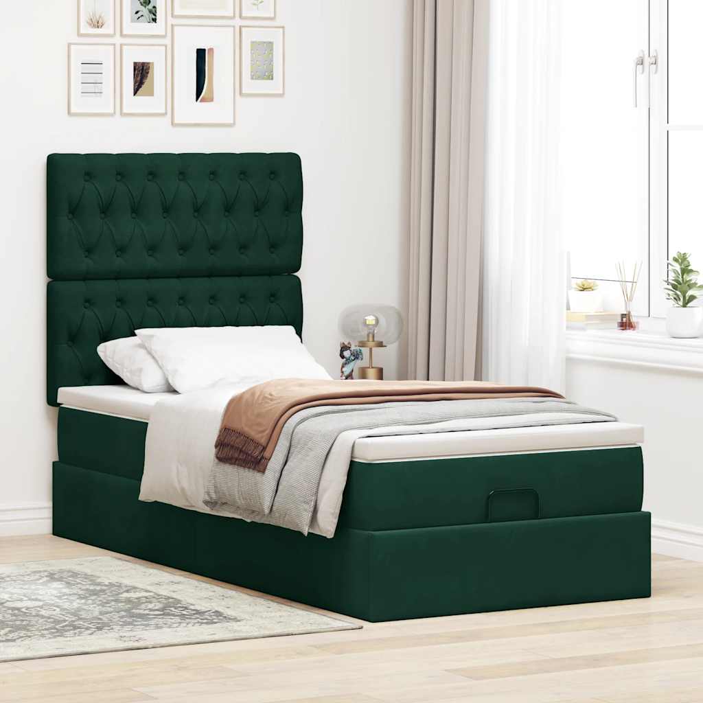 Struttura Letto Pouf con Materassi 90x200 cm in Velluto | homemem39