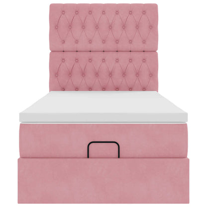 Struttura Letto Pouf con Materassi Rosa 90x200 cm in Velluto | homemem39