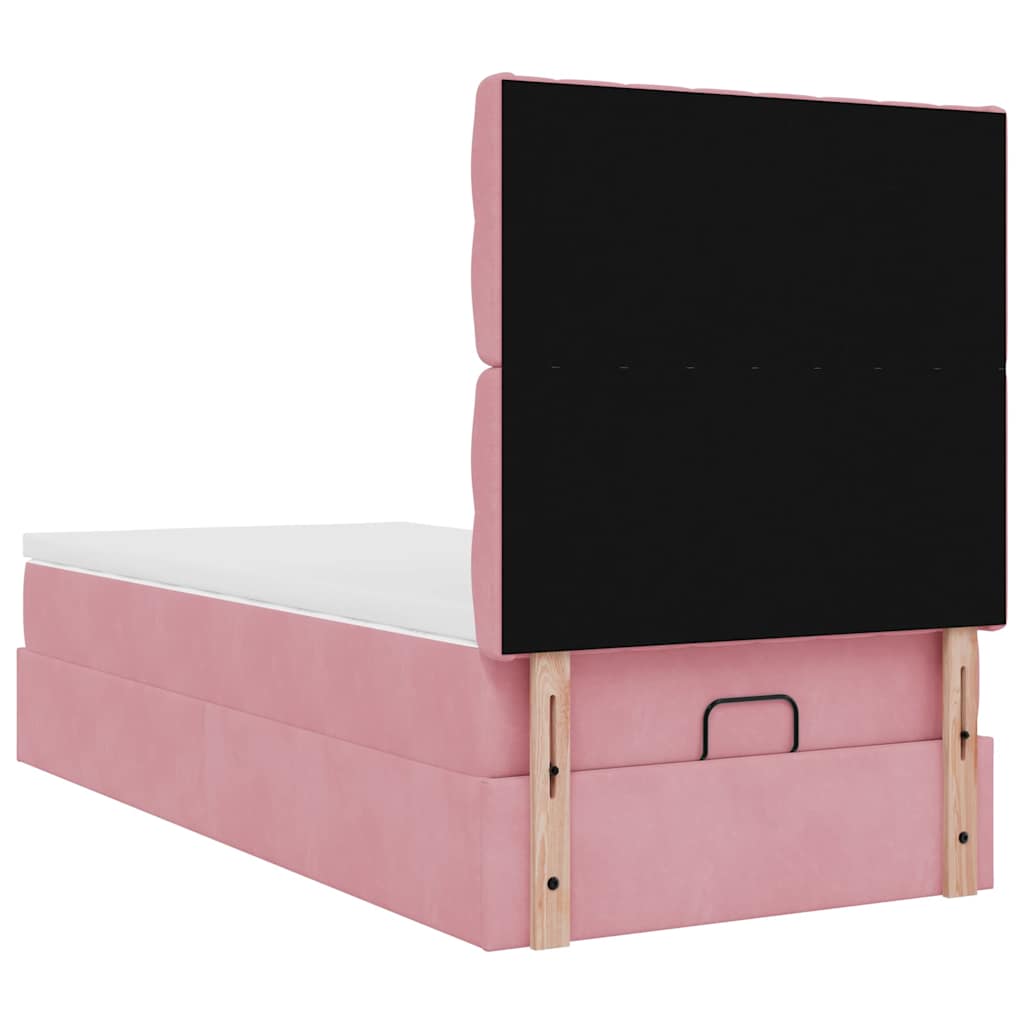 Struttura Letto Pouf con Materassi Rosa 100x200 cm Velluto - homemem39