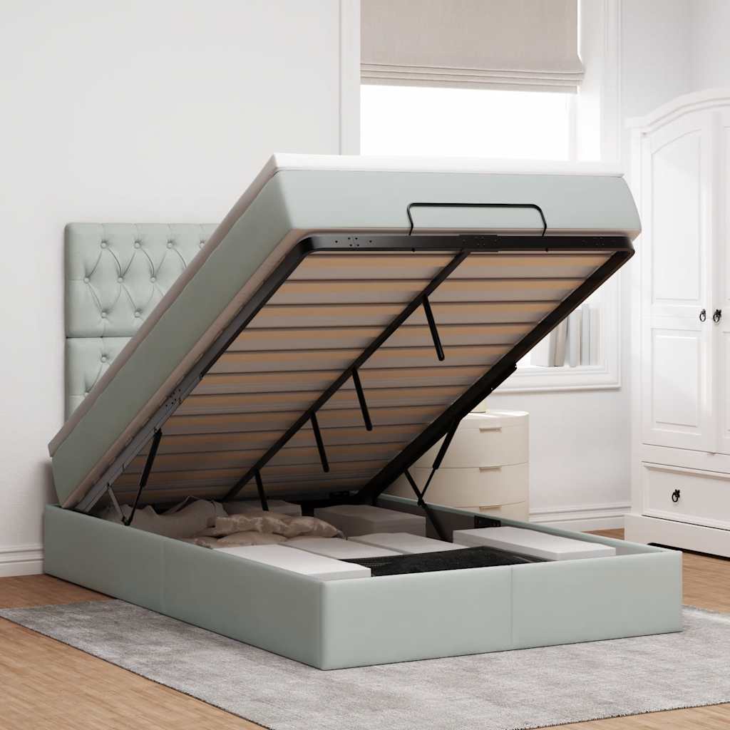 Struttura Letto Pouf con Materassi 120x190 cm Velluto | homemem39