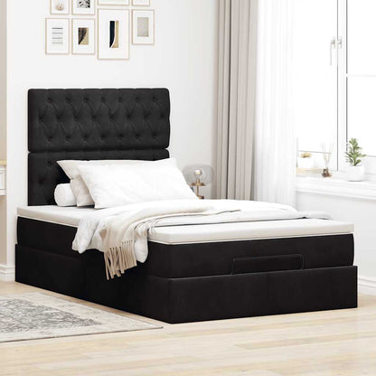 Struttura Letto Pouf con Materassi Nero 120x190 cm Velluto | homemem39