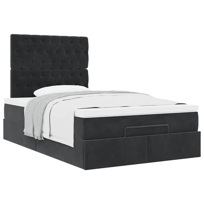 Struttura Letto Pouf con Materassi Nero 120x190 cm Velluto | homemem39