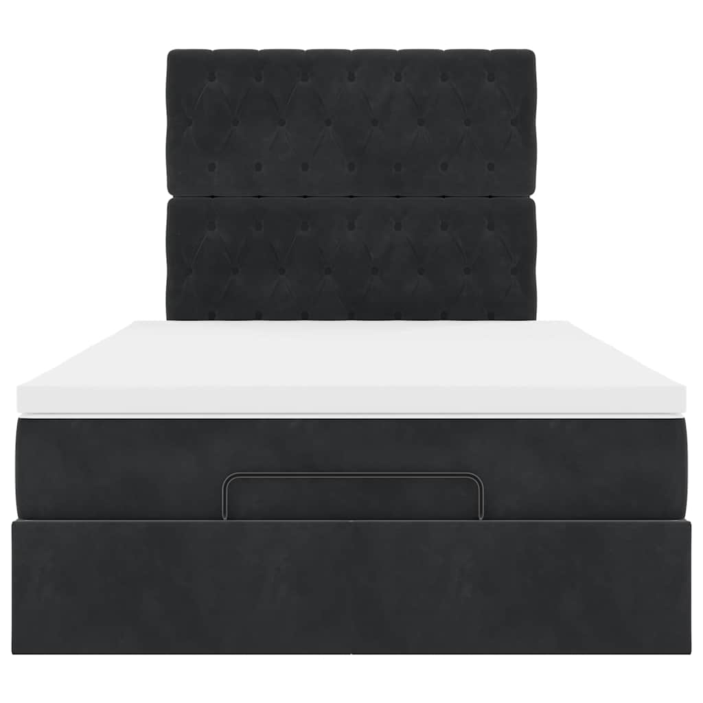 Struttura Letto Pouf con Materassi Nero 120x190 cm Velluto | homemem39
