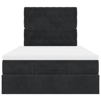 Struttura Letto Pouf con Materassi Nero 120x190 cm Velluto | homemem39