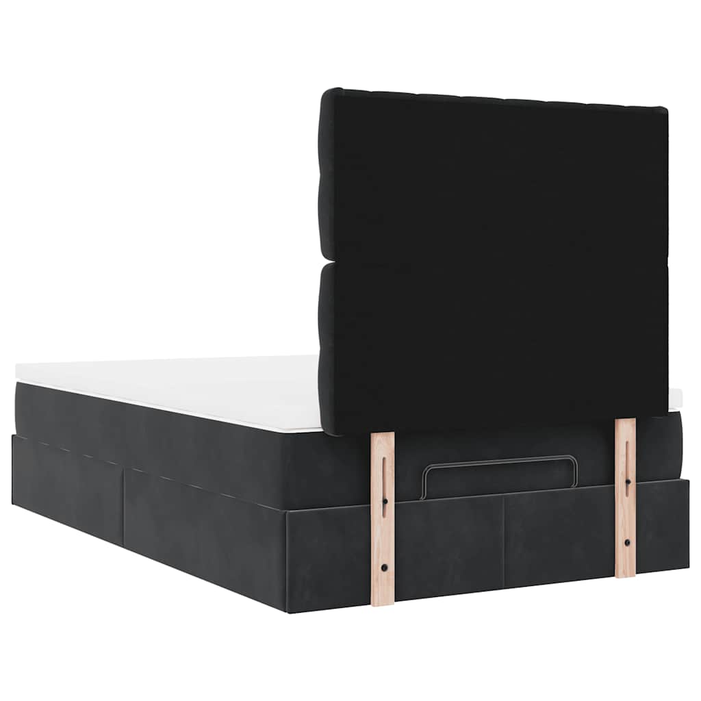 Struttura Letto Pouf con Materassi Nero 120x190 cm Velluto | homemem39