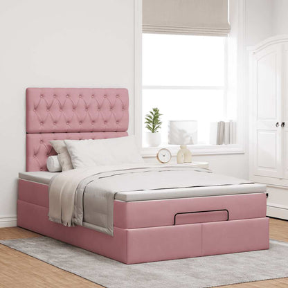 Struttura Letto Pouf con Materassi Rosa 120x190 cm Velluto | homemem39