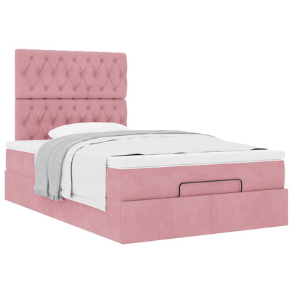 Struttura Letto Pouf con Materassi Rosa 120x190 cm Velluto | homemem39