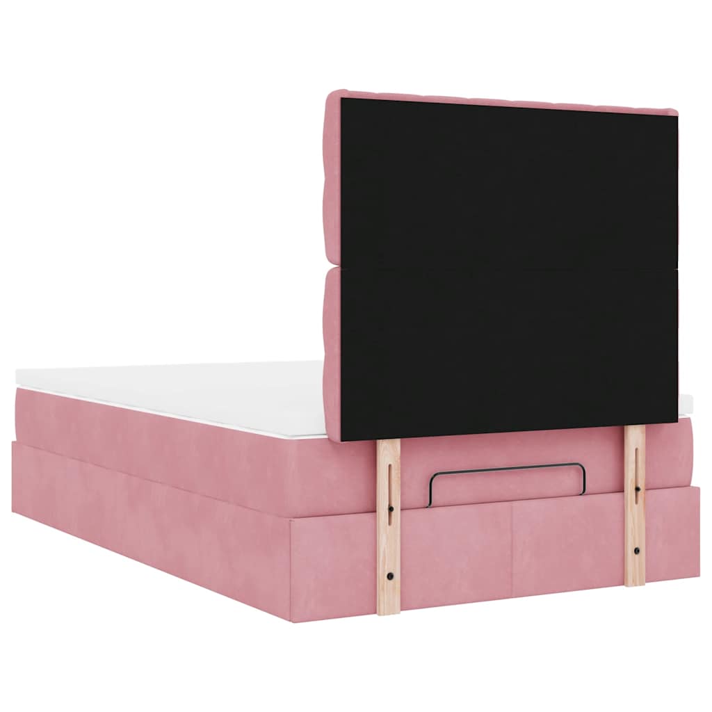 Struttura Letto Pouf con Materassi Rosa 120x190 cm Velluto | homemem39