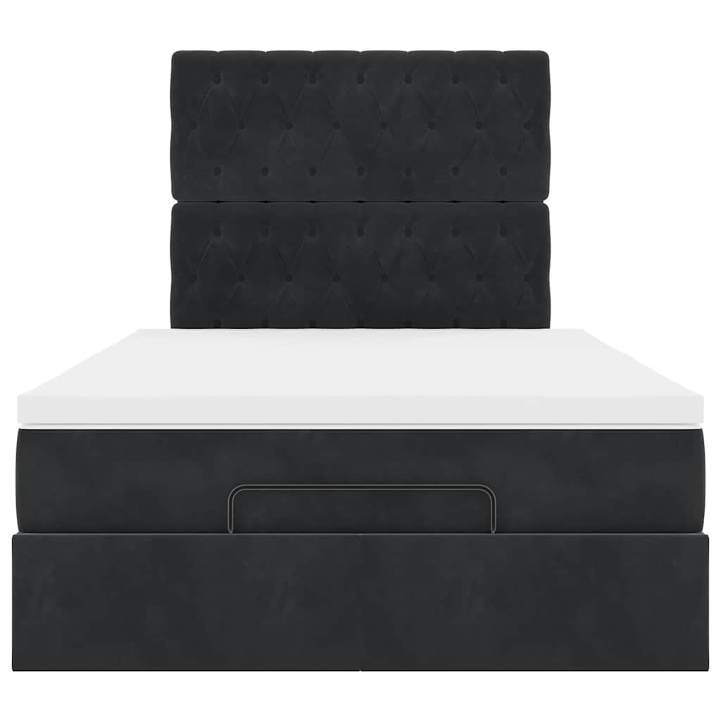 Struttura Letto Pouf con Materassi Nero 120x200 cm Velluto