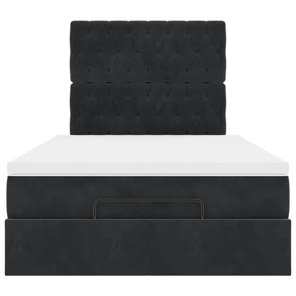 Struttura Letto Pouf con Materassi Nero 120x200 cm Velluto