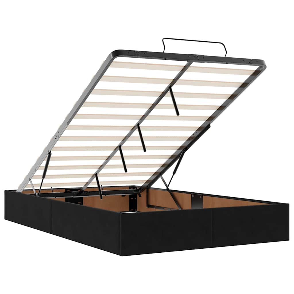 Struttura Letto Pouf con Materassi Nero 120x200 cm Velluto - homemem39