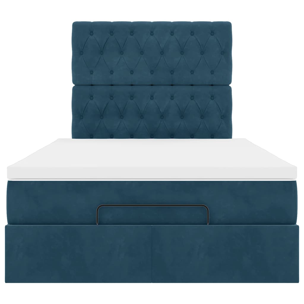 Struttura Letto Pouf con Materassi Blu Scuro 120x200 cm Velluto | homemem39