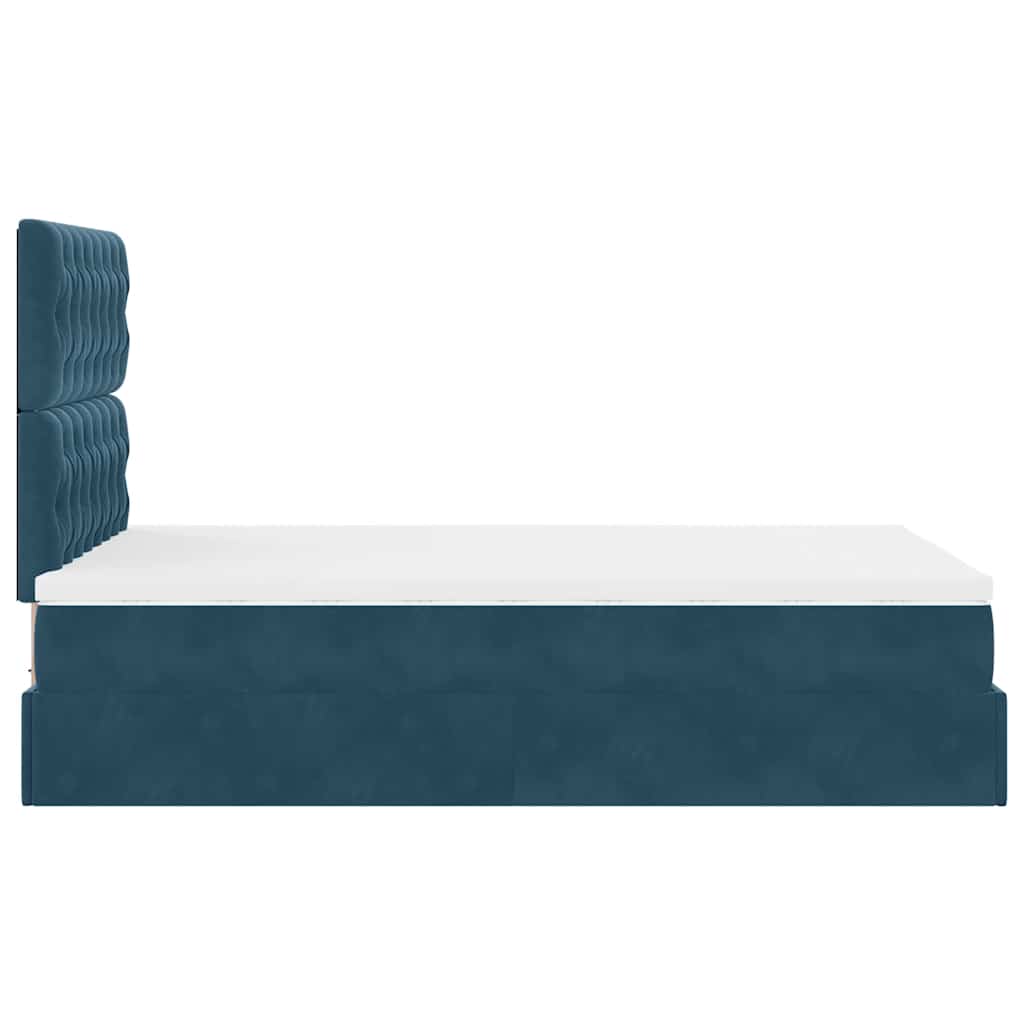 Struttura Letto Pouf con Materassi Blu Scuro 120x200 cm Velluto | homemem39