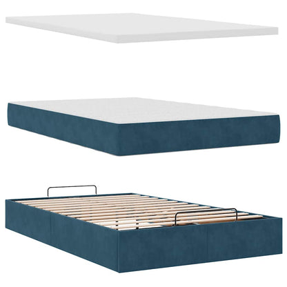 Struttura Letto Pouf con Materassi Blu Scuro 120x200 cm Velluto | homemem39