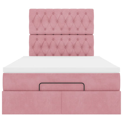 Struttura Letto Pouf con Materasso Rosa 120x200 cm Velluto | homemem39