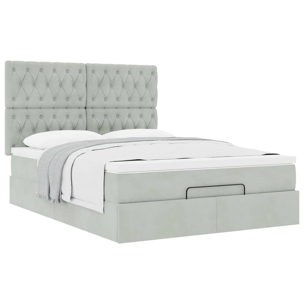 Struttura Letto Pouf con Materassi 140x190 cm Velluto | homemem39