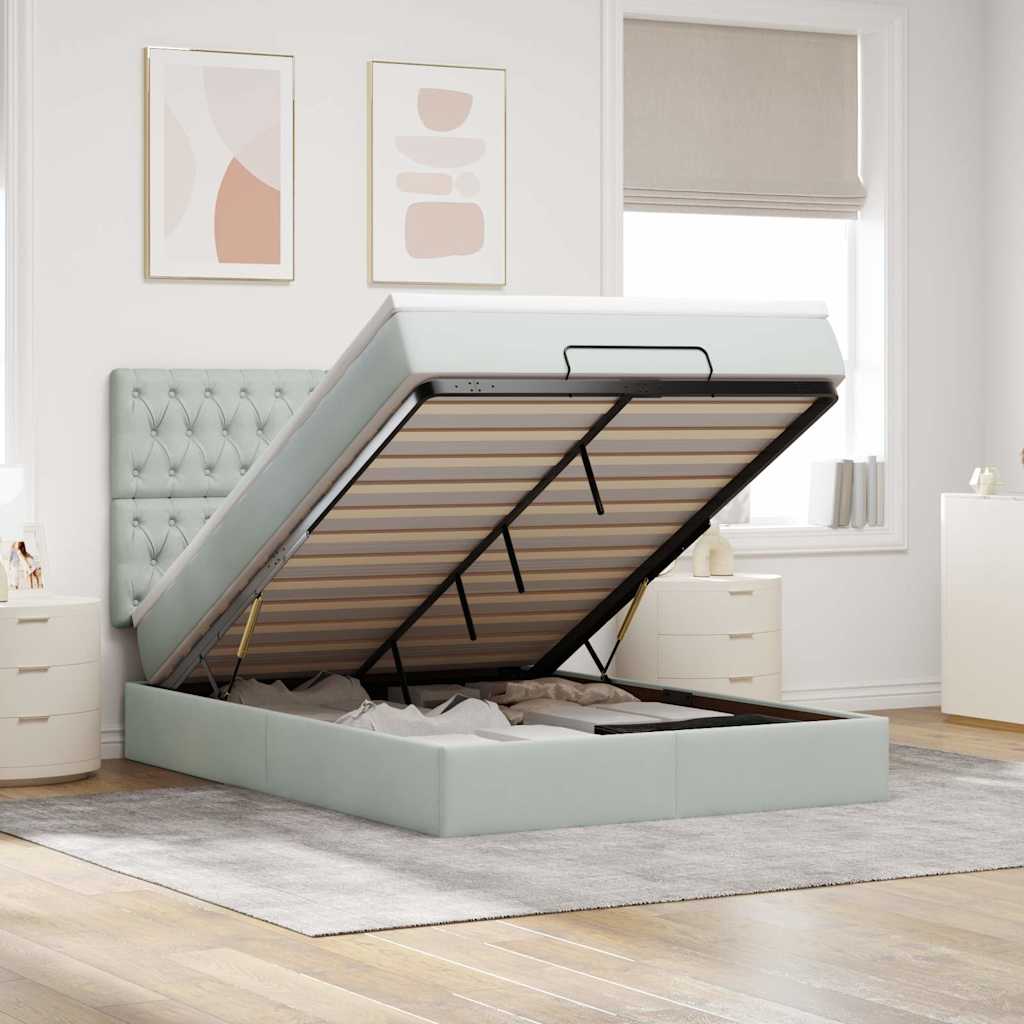 Struttura Letto Pouf con Materassi 140x190 cm Velluto | homemem39