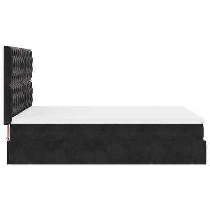 Struttura Letto Pouf con Materassi Nero 140x190 cm in Velluto | homemem39