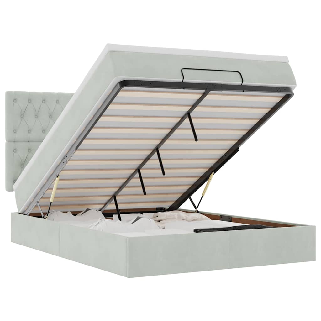 Struttura Letto Pouf con Materassi 140x200 cm in Velluto