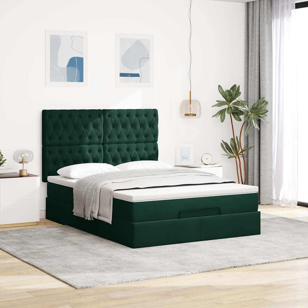Struttura Letto Pouf con Materassi 140x200 cm in Velluto | homemem39