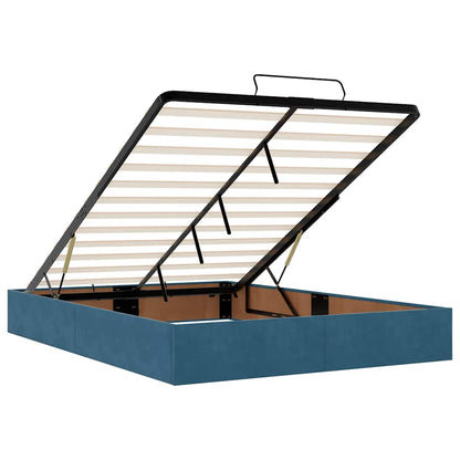 Struttura Letto Pouf con Materassi Blu 140x200cm in Velluto - homemem39