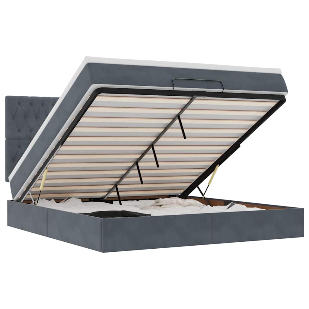 Struttura Letto Pouf con Materassi 160x200 cm in Velluto