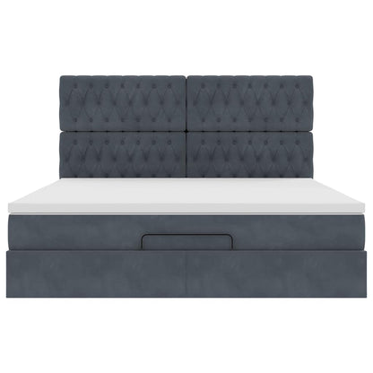 Struttura Letto Pouf con Materassi 160x200 cm in Velluto