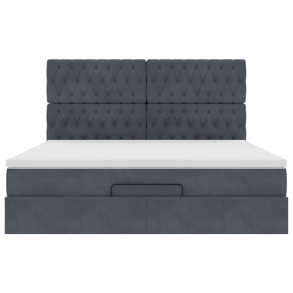 Struttura Letto Pouf con Materassi 160x200 cm in Velluto