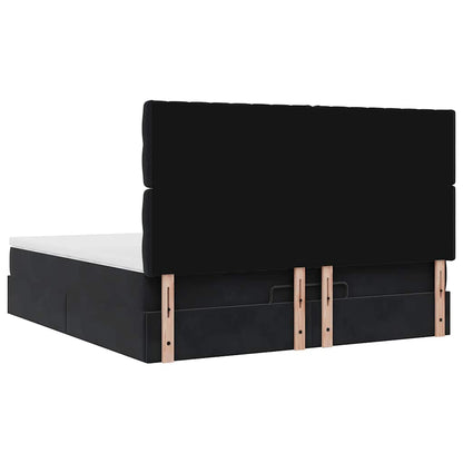 Struttura Letto Pouf con Materassi Nero 180x200 cm in Velluto | homemem39
